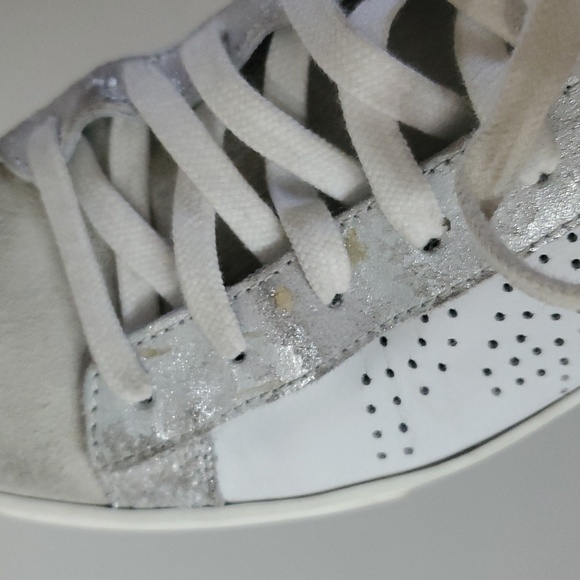 P448 White Leather And Suede Sneakers Womens Size 39 Calf Hair - Picture 11 of 14